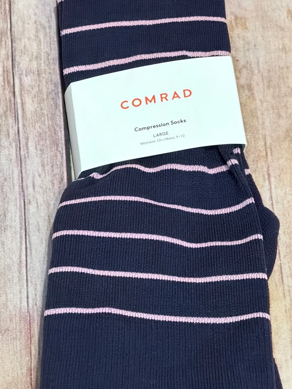 ✨NWT✨ COMRAD Compression Socks Navy & Pink Striped - Large